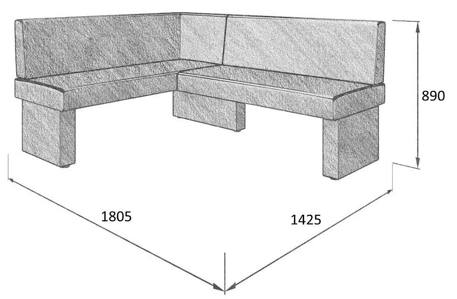 Диван кухон. Ratio 140-178 L grey/silver
