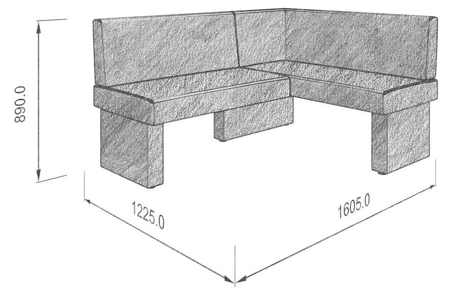 Диван кухон. Ratio 158-120 R grey/silver